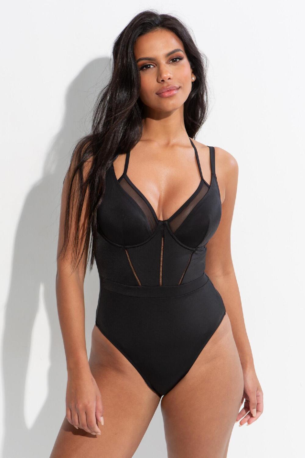 Pour Moi Sydney Double Strap Underwired Swimsuit - Black