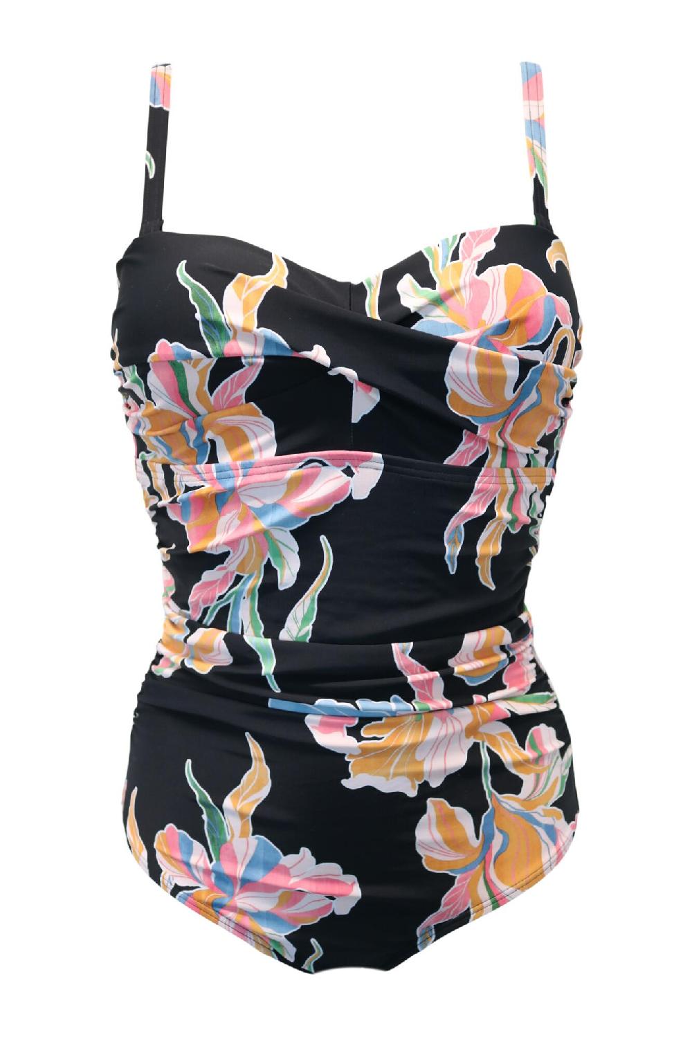 Pour Moi Tall Santa Monica Strapless Tummy Control Swimsuit - Black Floral