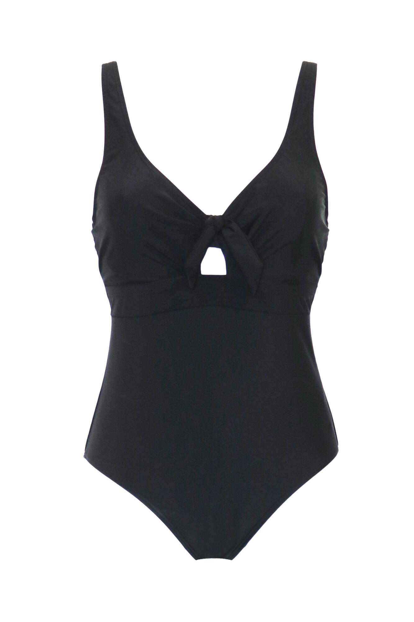 Pour Moi Underwired Bow Front Tummy Control Swimsuit - Black