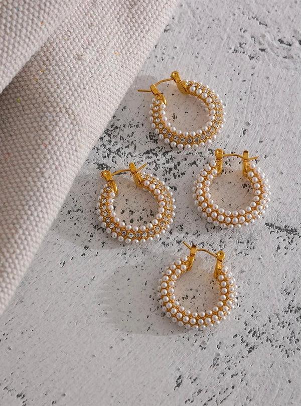 Pour Toi Pearl Sparkly Hoops
