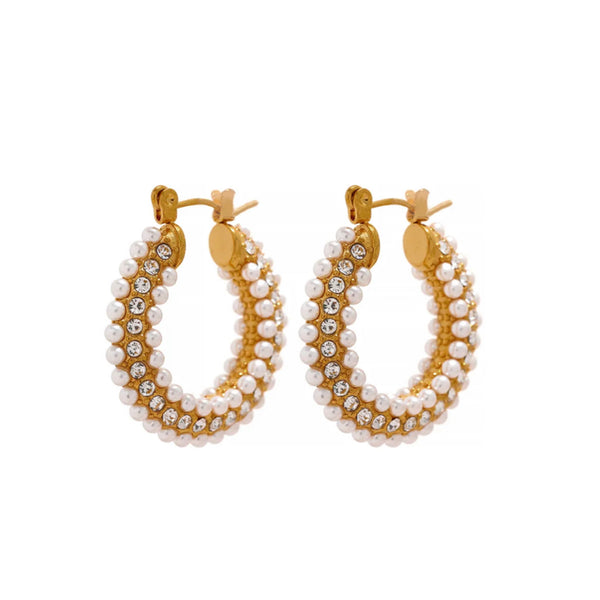 pour toi Pearl Sparkly Hoops