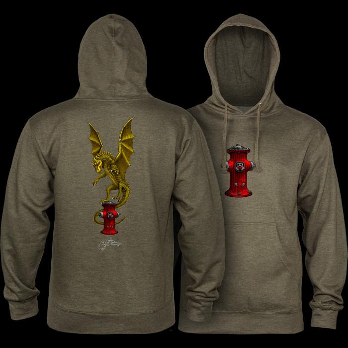powell peralta Powell Peralta Andy Anderson Hydrant Hooded Sweatshirt Mid Weight Army Heather