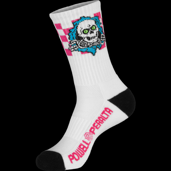 powell peralta Powell Peralta Ripper Cotton Socks Checker Blue/Pink/White