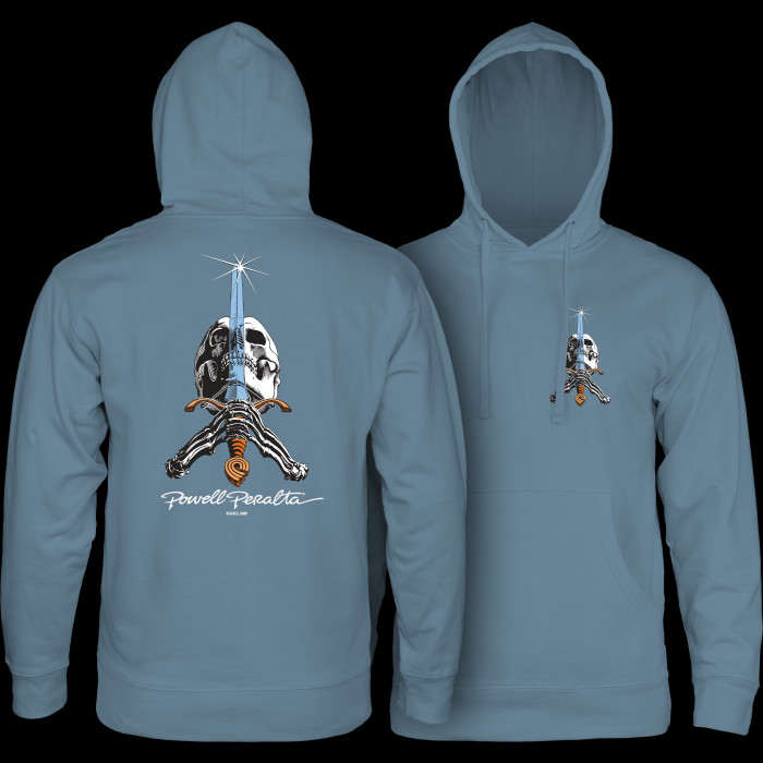 powell peralta Powell Peralta Skull & Sword Hooded Sweatshirt Mid Weight Storm Blue