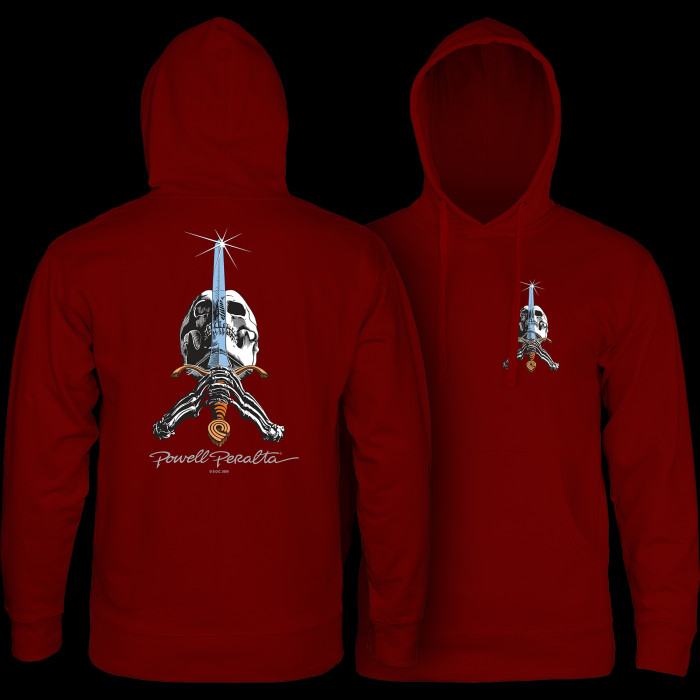 powell peralta Powell Peralta Skull & Sword Hooded Sweatshirt Mid Weight Maroon