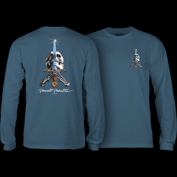 powell peralta Powell Peralta Skull & Sword L/S Shirt Indigo Blue