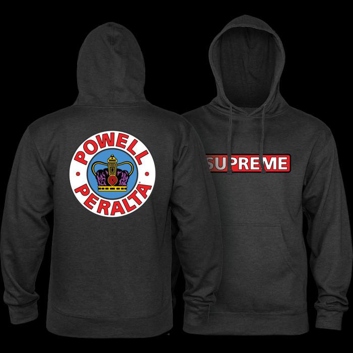 powell peralta Powell Peralta Supreme Hooded Sweatshirt Mid Weight Charcoal Heather