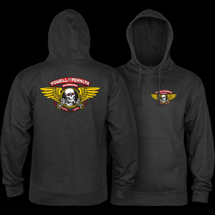powell peralta Powell Peralta Winged Ripper Hooded Sweatshirt Charcoal Heather