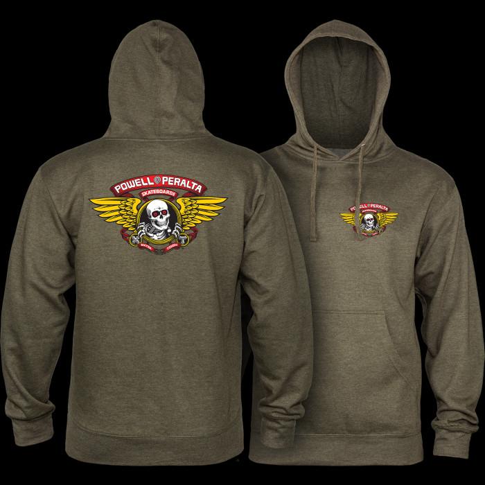 powell peralta Powell Peralta Winged Ripper Hooded Sweatshirt Mid Weight Army Heather