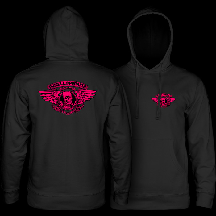 powell peralta Powell Peralta Winged Ripper Hooded Sweatshirt Mid Weight Pink Blacklight Black