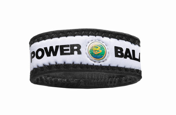 power balance Neoprene - White Wristband with Black Lettering