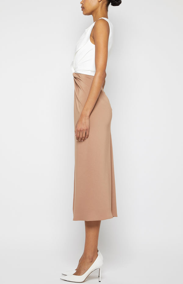 Prabal Gurung LILY TWIST FRONT DRESS OFF WHITE/TAWNY