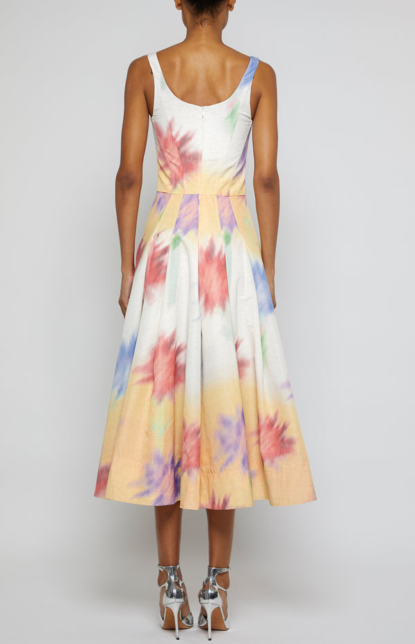 Prabal Gurung CORSET TOP SUN DRESS WHITE MULTI