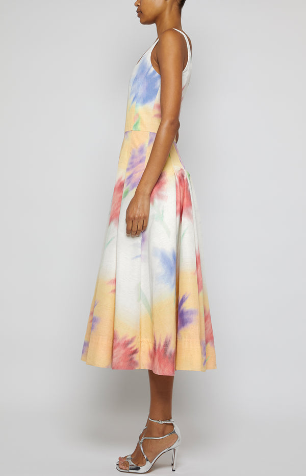 Prabal Gurung CORSET TOP SUN DRESS WHITE MULTI
