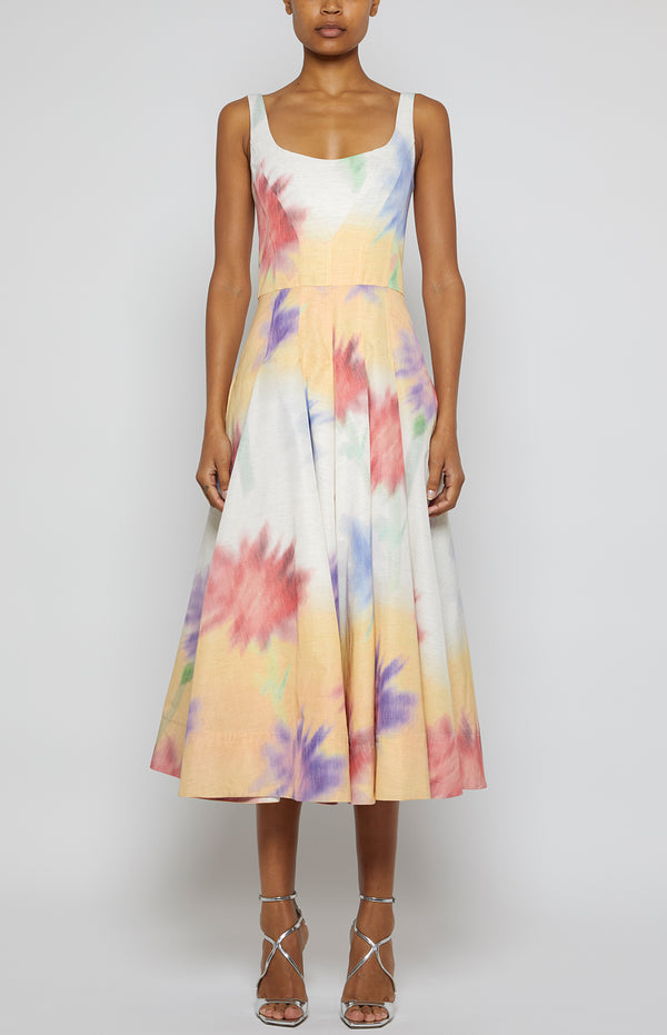 prabal gurung CORSET TOP SUN DRESS WHITE MULTI