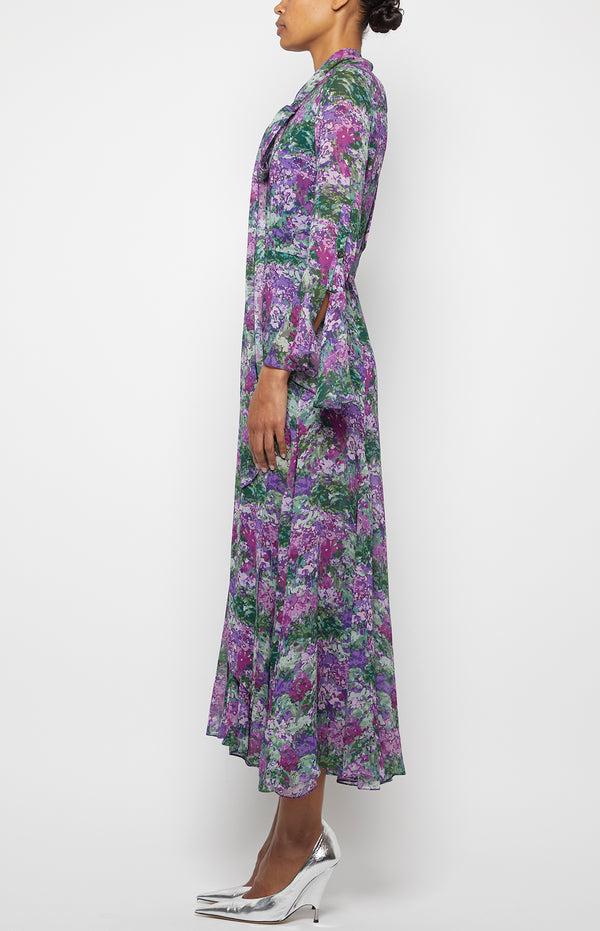 Prabal Gurung FLORAL SHIRTDRESS MAUVE MULTI