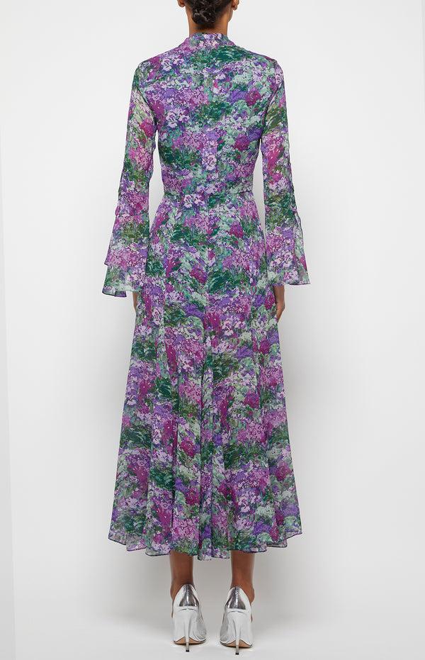 Prabal Gurung FLORAL SHIRTDRESS MAUVE MULTI