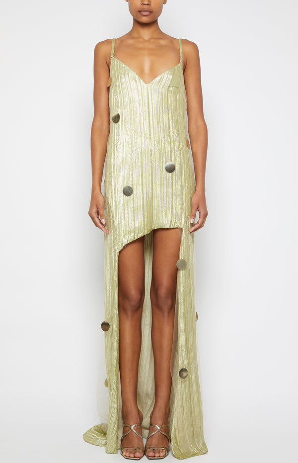 prabal gurung HI-LOW SLIP DRESS CHARDONNAY