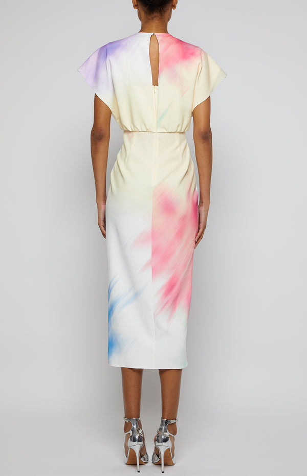 Prabal Gurung JACKIE TWIST FRONT DRESS WHITE MULTI