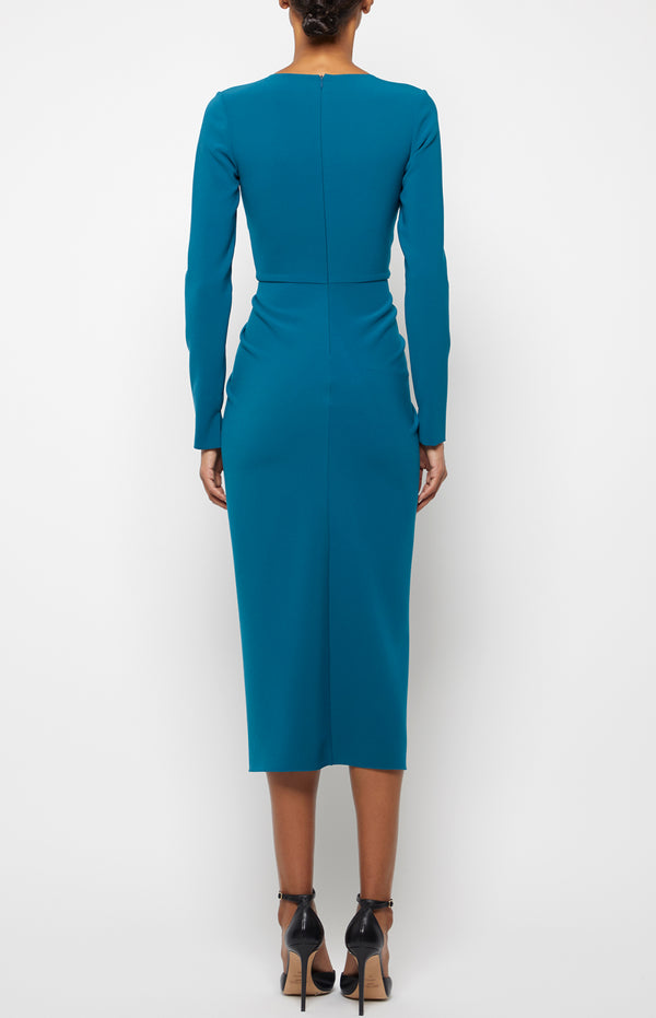 Prabal Gurung LILY LONG SLEEVE DRESS TEAL