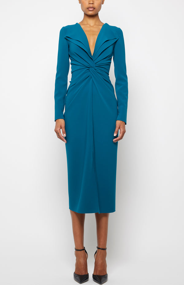 prabal gurung LILY LONG SLEEVE DRESS TEAL