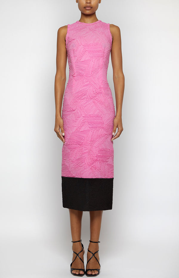 prabal gurung MIDI TUBE DRESS PINK/BLACK