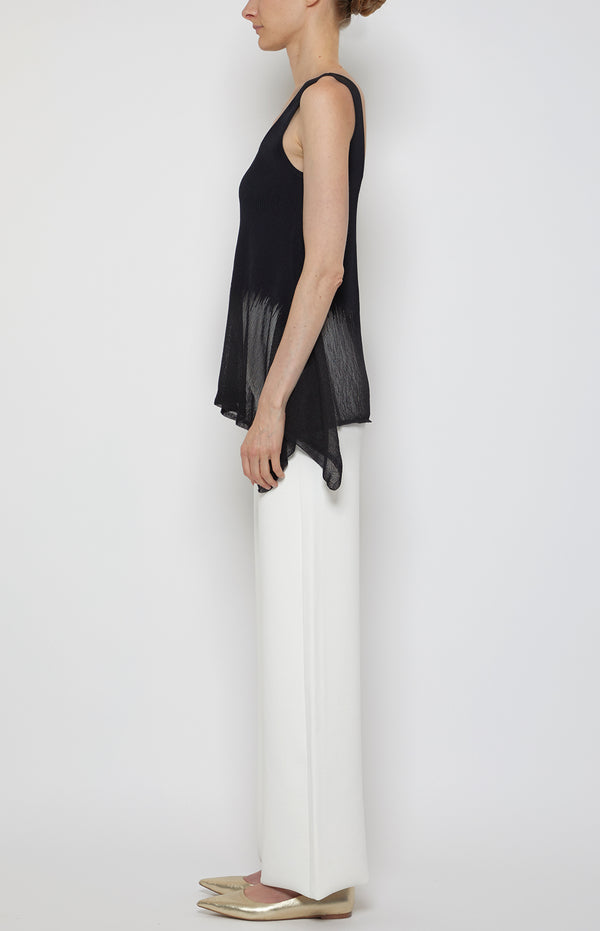 Prabal Gurung SHEER/OPAQUE PEPLUM SHELL TANK BLACK