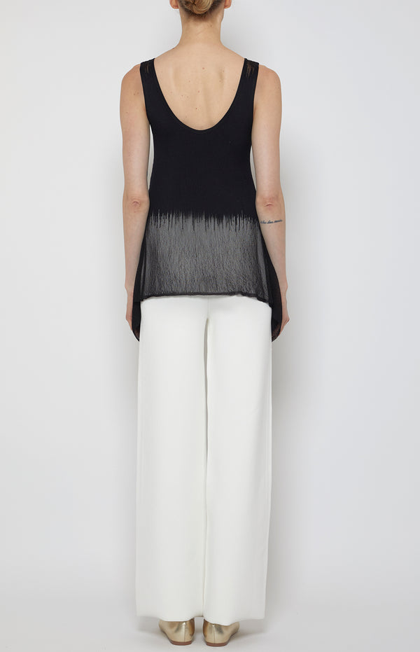Prabal Gurung SHEER/OPAQUE PEPLUM SHELL TANK BLACK