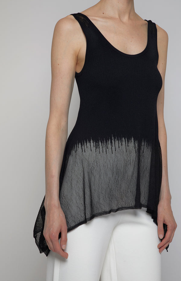 Prabal Gurung SHEER/OPAQUE PEPLUM SHELL TANK BLACK