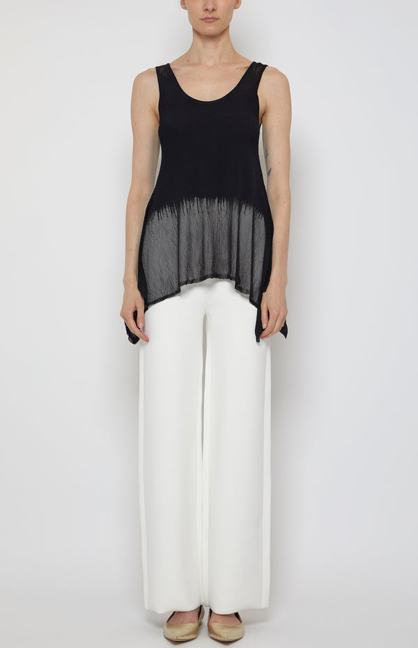 prabal gurung SHEER/OPAQUE PEPLUM SHELL TANK BLACK