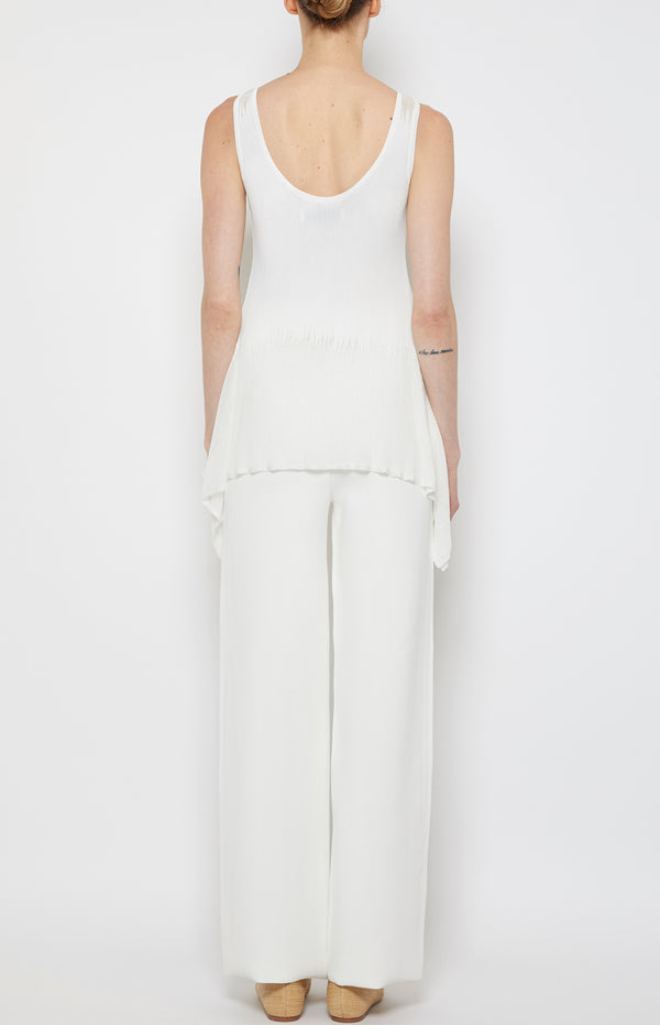 Prabal Gurung SHEER/OPAQUE PEPLUM SHELL TANK IVORY