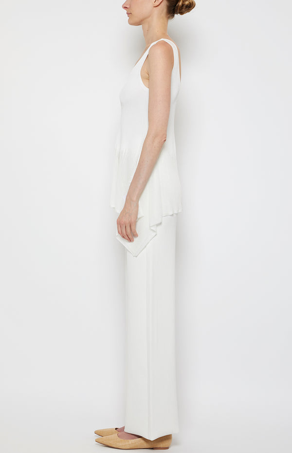 Prabal Gurung SHEER/OPAQUE PEPLUM SHELL TANK IVORY