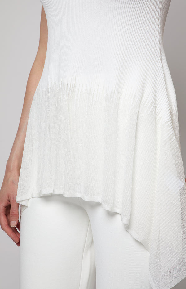 Prabal Gurung SHEER/OPAQUE PEPLUM SHELL TANK IVORY