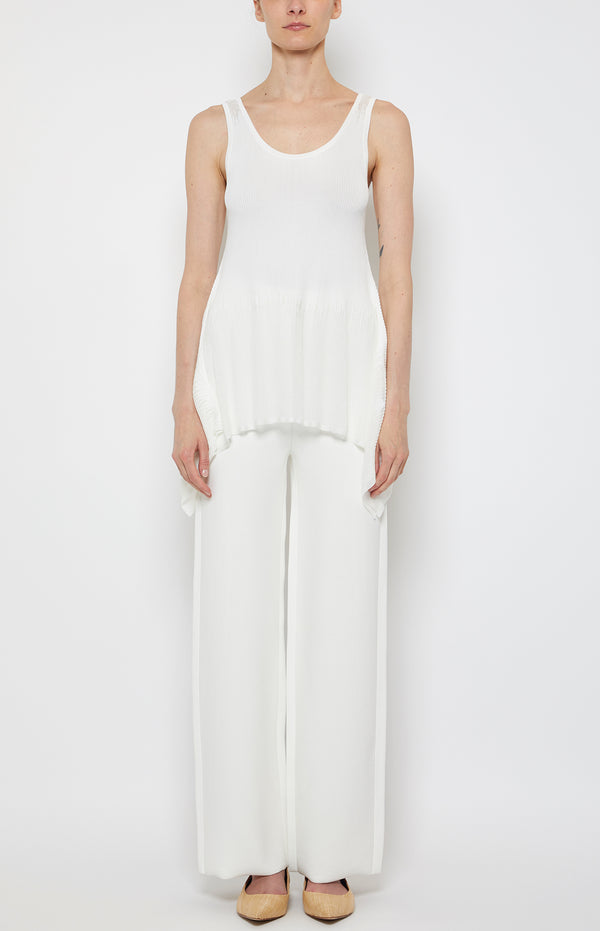 prabal gurung SHEER/OPAQUE PEPLUM SHELL TANK IVORY