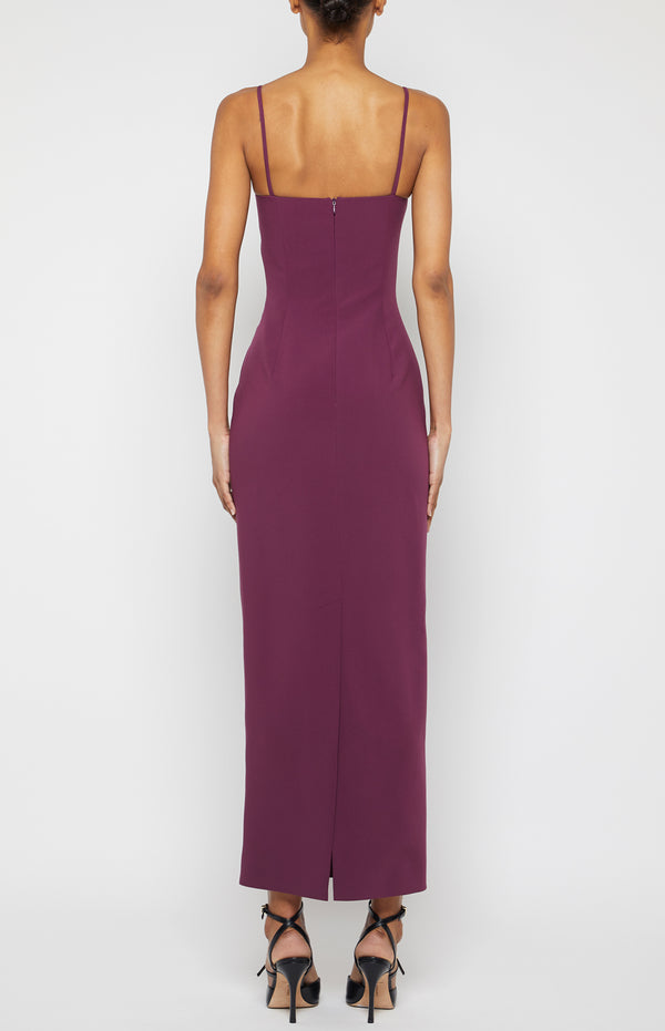 Prabal Gurung SQUARE NECK MIDI DRESS PLUM