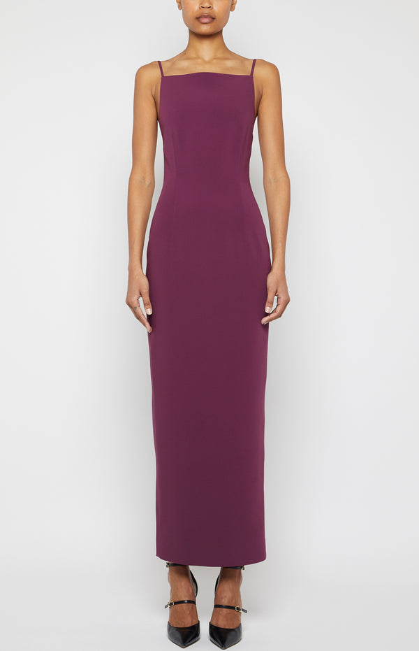 prabal gurung SQUARE NECK MIDI DRESS PLUM