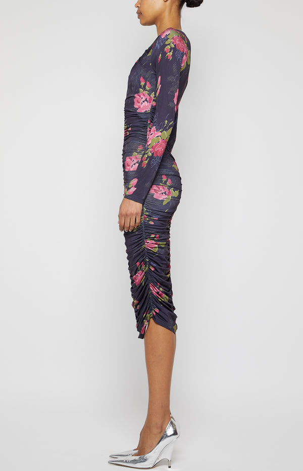 Prabal Gurung TWIST NECK JERSEY DRESS NAVY MULTI