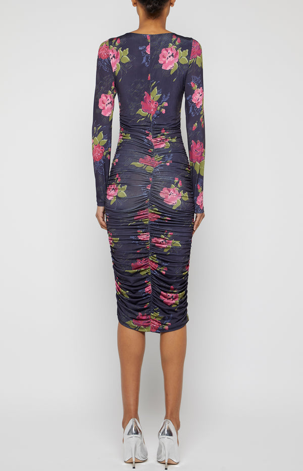 Prabal Gurung TWIST NECK JERSEY DRESS NAVY MULTI