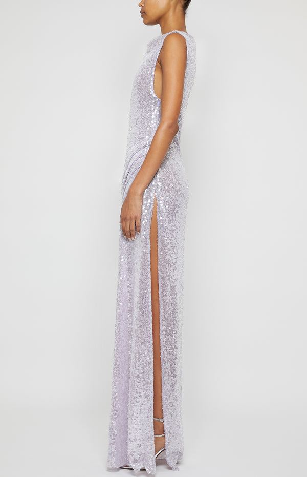 Prabal Gurung V-NECK SIDE RUCHED SHIFT DRESS LILAC