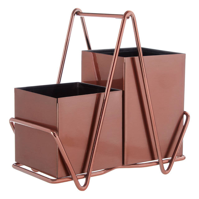 Premier Housewares 2 Compartment Rose Gold Cutlery Caddy