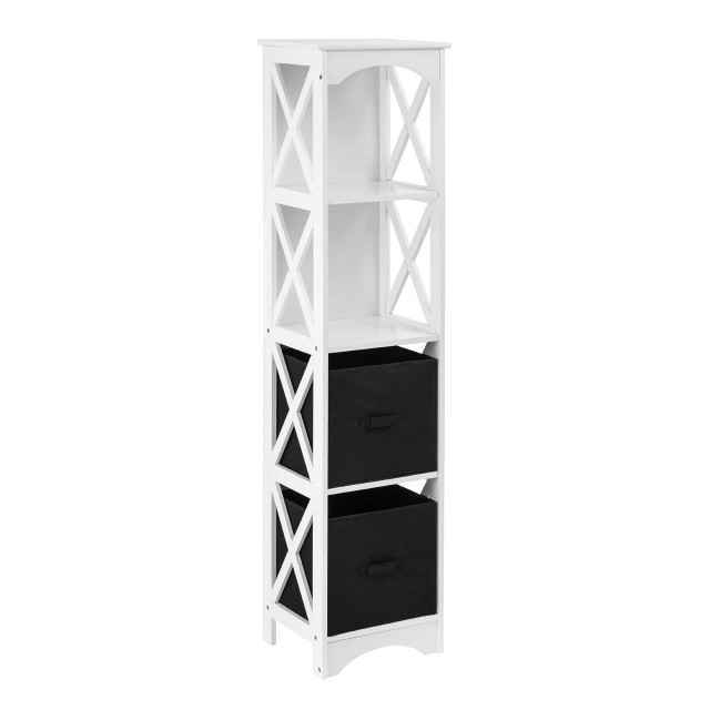 Premier Housewares 2 White Black Box Drawers Storage Unit