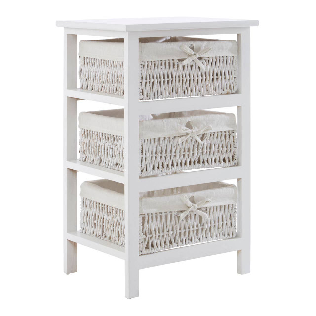 Premier Housewares 3 Maize Baskets White Storage Unit