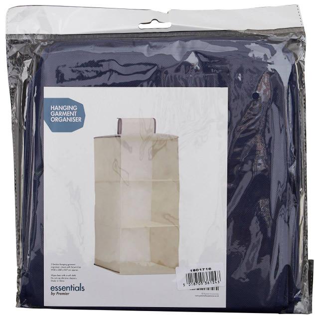Premier Housewares 3 Sections Blue Hanging Garment Organiser
