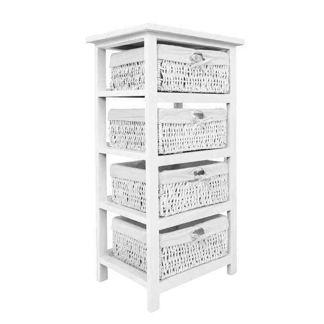 Premier Housewares 4 Maize Baskets White Storage Unit