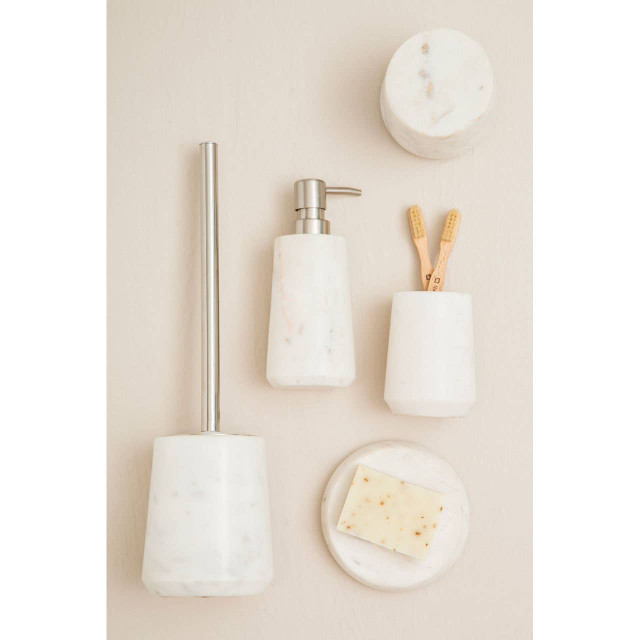 Premier Housewares Abaska Off White Marble And Stainless Steel Toilet Brush