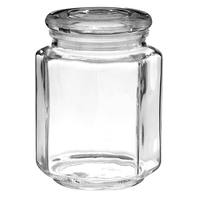 Premier Housewares Abbie Hexagonal Glass Storage Jar - 780ml