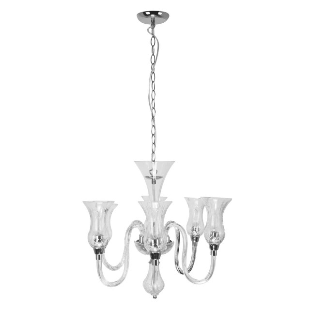 premier housewares Abelia Glass and Chrome 6 Arm Chandelier