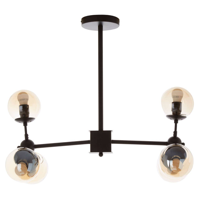 Premier Housewares Abira 6 Arm Matte Black Pendant Light