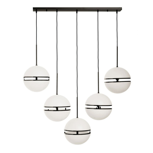 Premier Housewares Abira Five Ball Matt Black Pendant Light