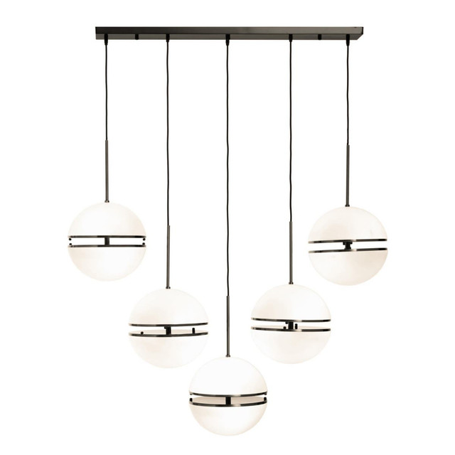 Premier Housewares Abira Five Ball Matt Black Pendant Light